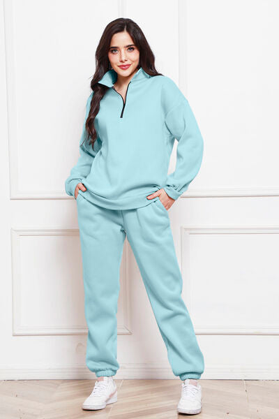 Blue Zone Planet | Half Zip Long Sleeve Sweatshirt and Pants Set BLUE ZONE PLANET