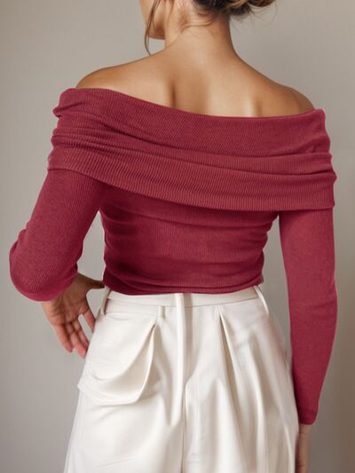 Blue Zone Planet | Off-Shoulder Long Sleeve Sweater BLUE ZONE PLANET