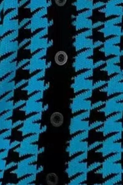 Blue Zone Planet | Houndstooth Button Up Long Sleeve Cardigan BLUE ZONE PLANET