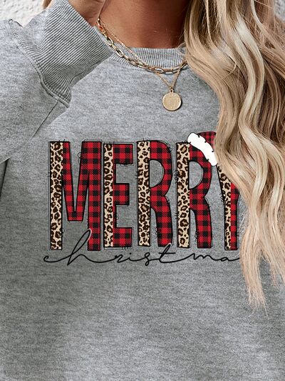Blue Zone Planet | MERRY CHRISTMAS Round Neck Long Sleeve Sweatshirt BLUE ZONE PLANET