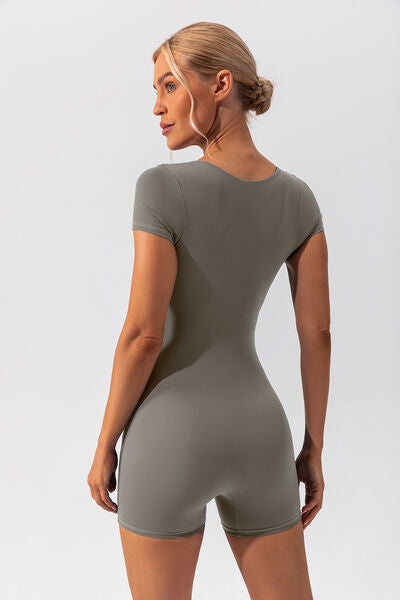 Blue Zone Planet | Square Neck Cap Sleeve Active Romper BLUE ZONE PLANET