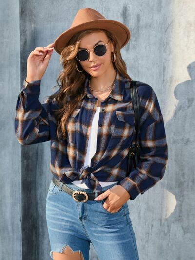 Blue Zone Planet | Plaid Button Up Pocketed Shirt BLUE ZONE PLANET