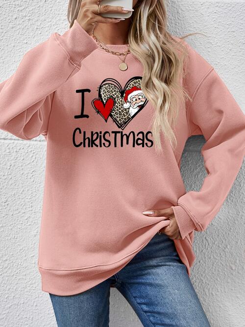 CHRISTMAS Graphic Round Neck Sweatshirt BLUE ZONE PLANET