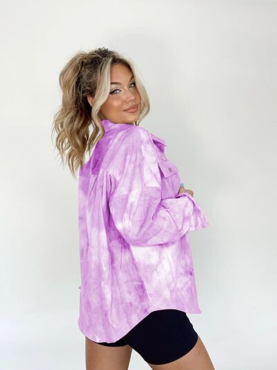 Blue Zone Planet | Tie-Dye Button Up Long Sleeve Shirt BLUE ZONE PLANET