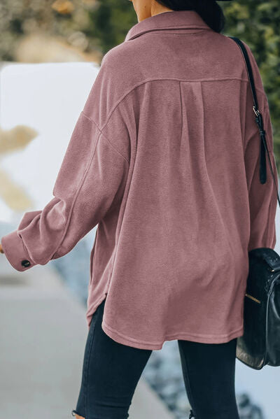 Blue Zone Planet | Button Up Collared Neck Long Sleeve Jacket BLUE ZONE PLANET