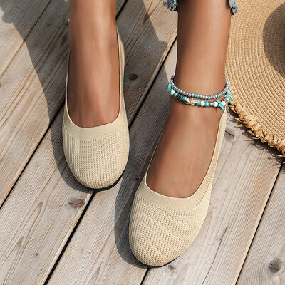 Blue Zone Planet | Round Toe Knit Ballet Flats BLUE ZONE PLANET