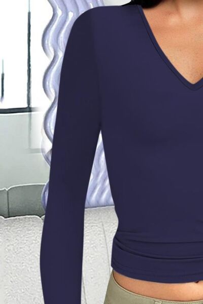 Blue Zone Planet | V-Neck Long Sleeve T-Shirt BLUE ZONE PLANET