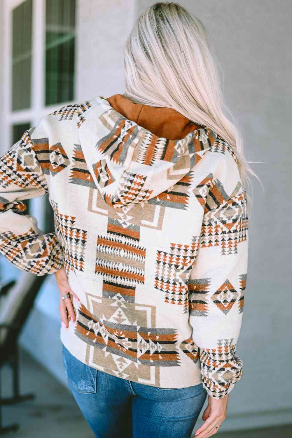 Geometric Quarter-Zip Hoodie BLUE ZONE PLANET