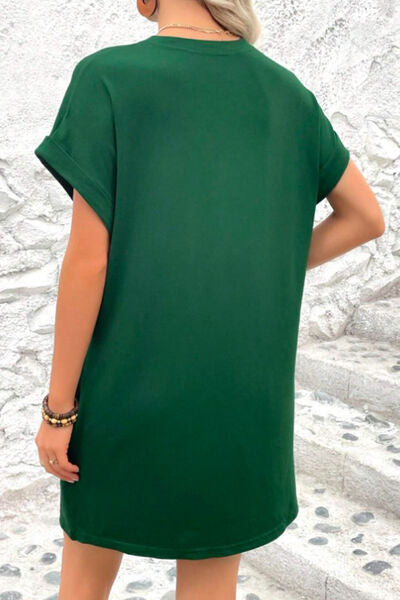 Blue Zone Planet | Pocketed Round Neck Short Sleeve Dress BLUE ZONE PLANET