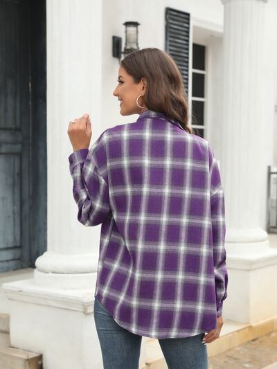 Blue Zone Planet | Plaid Button Up Pocketed Shirt BLUE ZONE PLANET