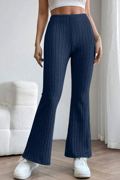 Blue Zone Planet | Basic Bae Full Size Ribbed High Waist Flare Pants BLUE ZONE PLANET