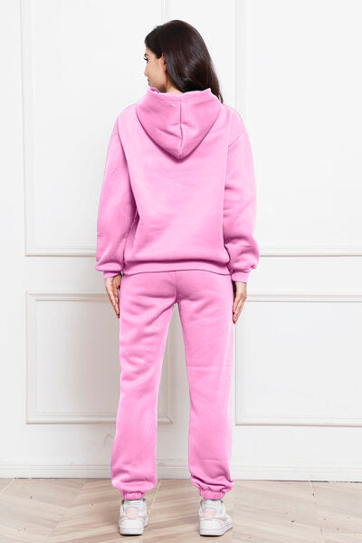Blue Zone Planet | Drop Shoulder Long Sleeve Hoodie and Pants Set BLUE ZONE PLANET