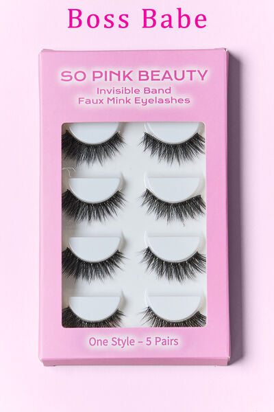 SO PINK BEAUTY Faux Mink Eyelashes 5 Pairs Trendsi