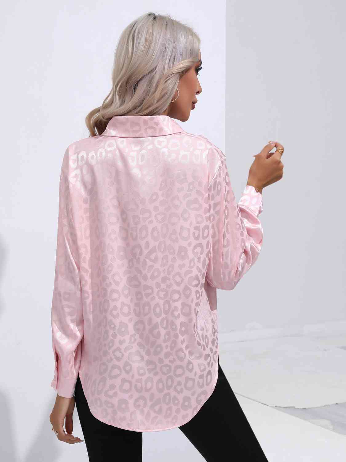 Printed Collared Neck Buttoned Shirt BLUE ZONE PLANET