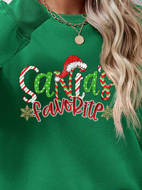 Letter Graphic Round Neck Long Sleeve Sweatshirt BLUE ZONE PLANET
