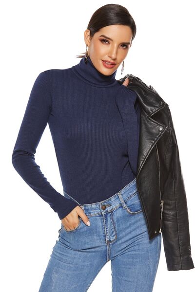 Blue Zone Planet | Ribbed Turtleneck Long Sleeve Bodysuit BLUE ZONE PLANET