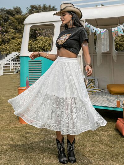 Blue Zone Planet | Embroidered Elastic Waist Skirt BLUE ZONE PLANET