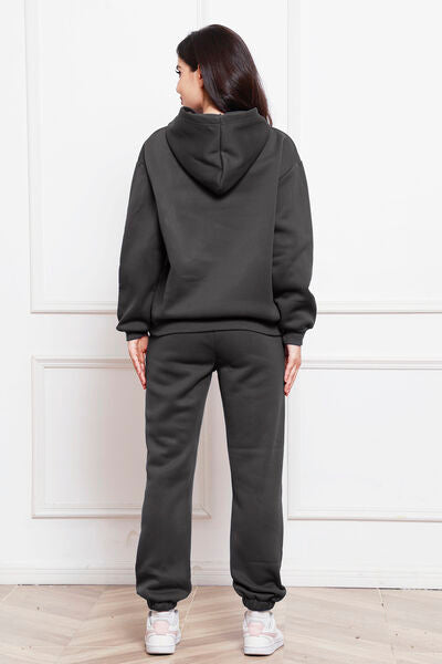 Blue Zone Planet | Drop Shoulder Long Sleeve Hoodie and Pants Set BLUE ZONE PLANET
