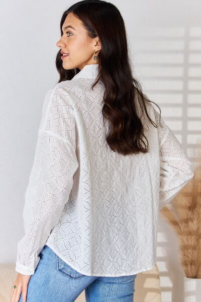 Rousseau Long Sleeve Button Up Eyelet Shirt-TOPS / DRESSES-[Adult]-[Female]-2022 Online Blue Zone Planet