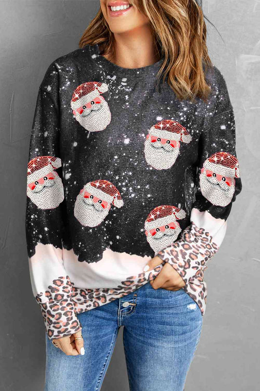 Sequin Patch Christmas Element Sweatshirt BLUE ZONE PLANET