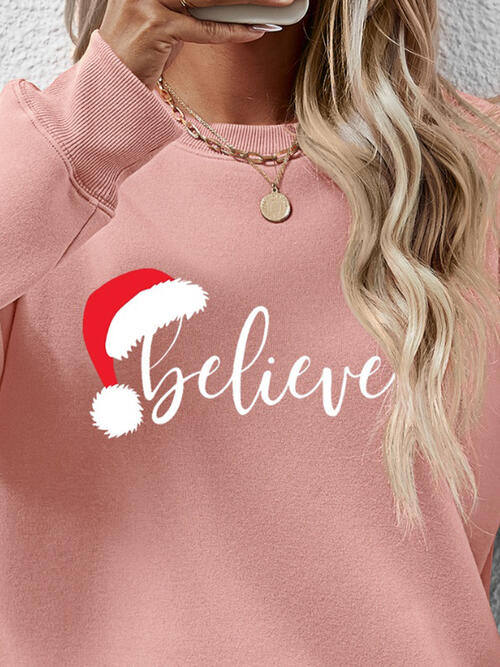 BELIEVE Graphic Long Sleeve Sweatshirt BLUE ZONE PLANET