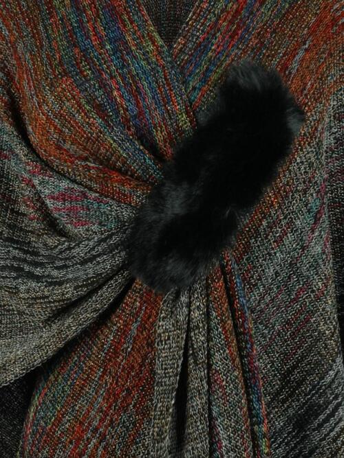 Heathered Fringe Hem Poncho BLUE ZONE PLANET