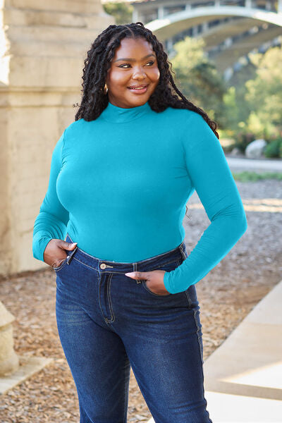 Blue Zone Planet | Basic Bae Full Size Mock Neck Long Sleeve Bodysuit BLUE ZONE PLANET