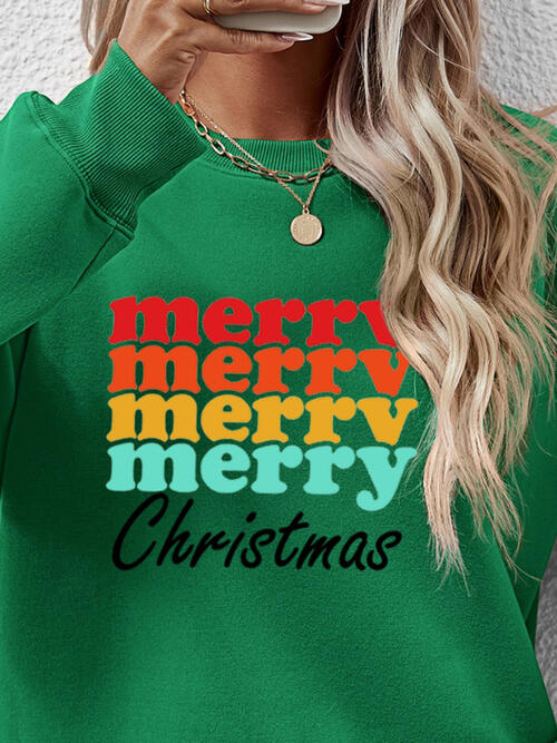 MERRY CHRISTMAS Graphic Long Sleeve Sweatshirt BLUE ZONE PLANET