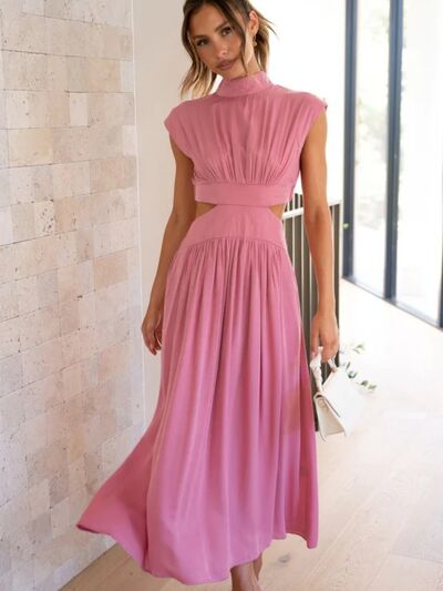 Cutout Mock Neck Sleeveless Dress Trendsi