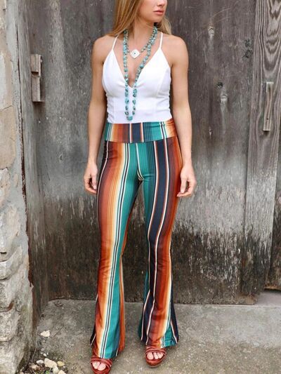 Blue Zone Planet | High Waist Striped Bootcut Pants BLUE ZONE PLANET
