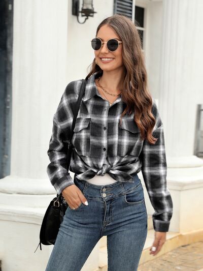 Blue Zone Planet | Plaid Button Up Pocketed Shirt BLUE ZONE PLANET