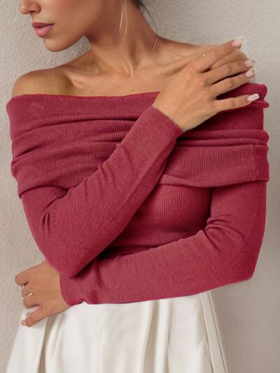 Blue Zone Planet | Off-Shoulder Long Sleeve Sweater BLUE ZONE PLANET