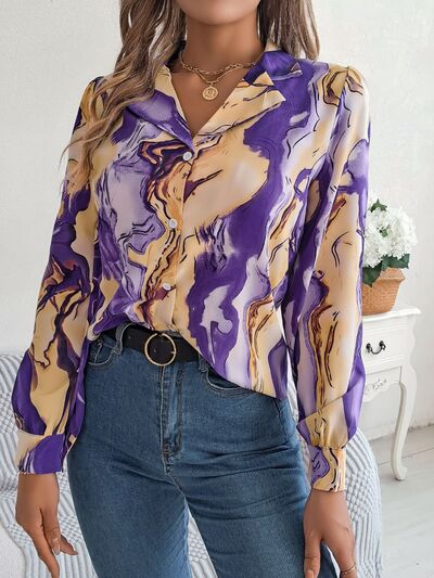 Blue Zone Planet | Printed Button Up Long Sleeve Shirt BLUE ZONE PLANET