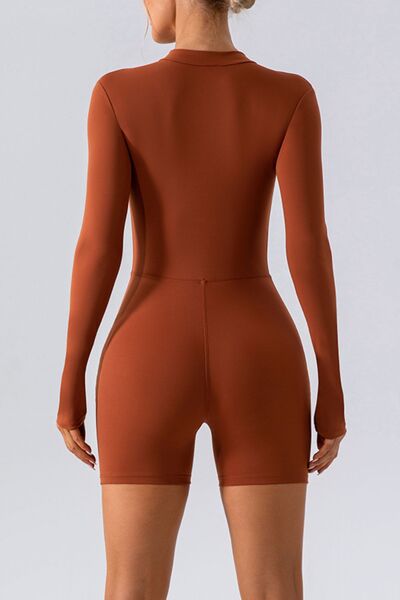 Blue Zone Planet | Half Zip Long Sleeve Active Romper BLUE ZONE PLANET