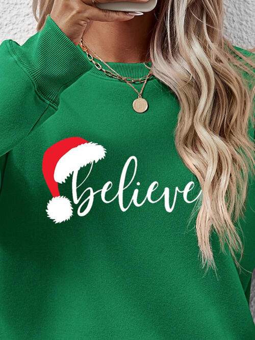 BELIEVE Graphic Long Sleeve Sweatshirt BLUE ZONE PLANET