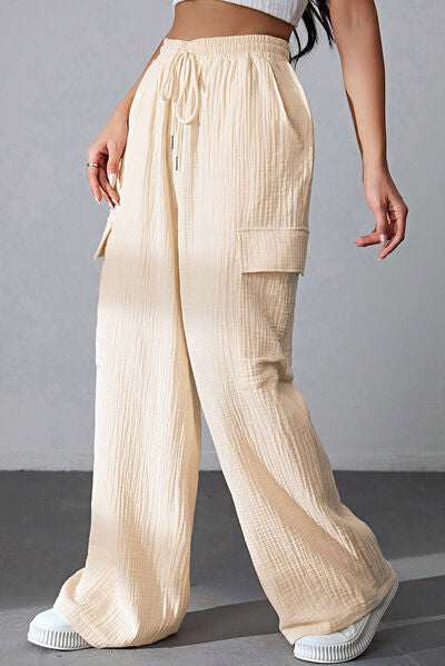 Blue Zone Planet | Drawstring Pocketed Wide Leg Pants BLUE ZONE PLANET