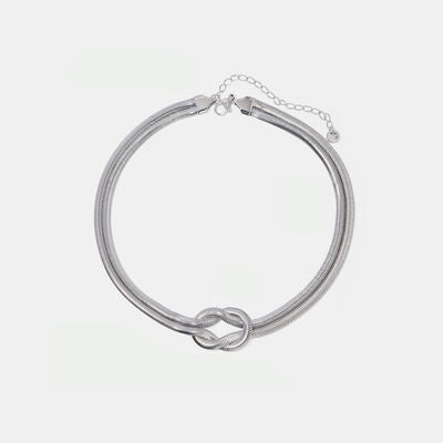Double Layered Knot Herringbone Choker Necklace BLUE ZONE PLANET