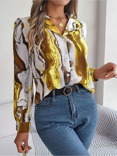 Blue Zone Planet | Printed Button Up Long Sleeve Shirt BLUE ZONE PLANET