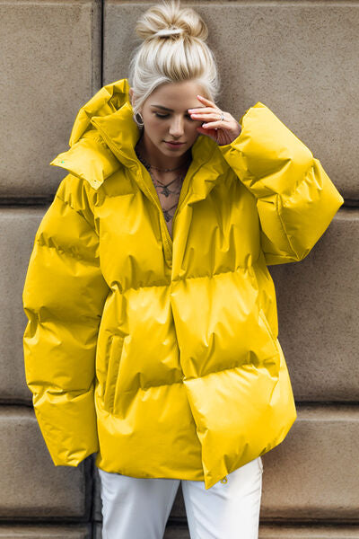 Blue Zone Planet | Pocketed Zip Up Hooded Puffer Jacket BLUE ZONE PLANET