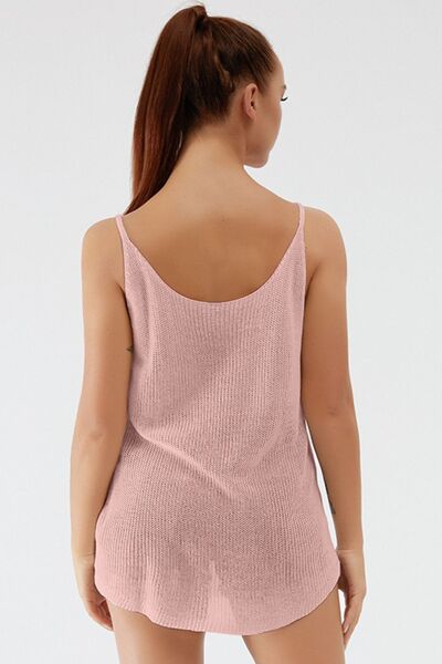 Blue Zone Planet | Scoop Neck Spaghetti Strap Knit Cami BLUE ZONE PLANET