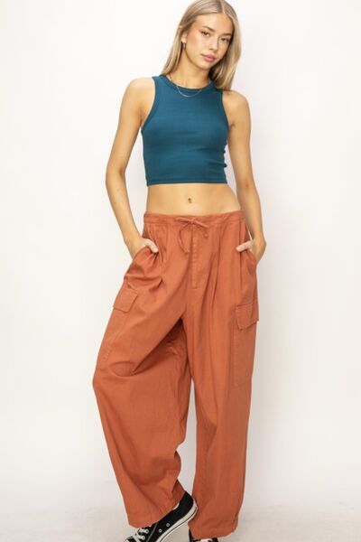 Blue Zone Planet |  HYFVE Drawstring Cargo Wide Leg Pants BLUE ZONE PLANET