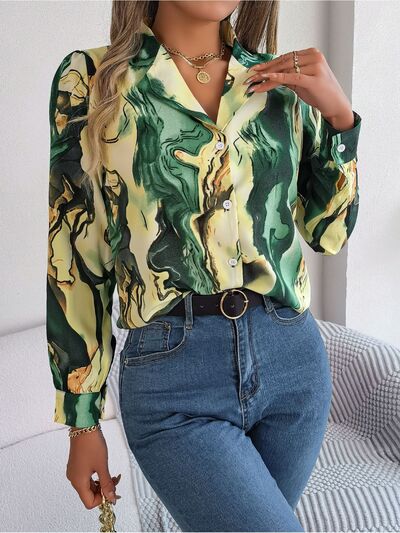 Blue Zone Planet | Printed Button Up Long Sleeve Shirt BLUE ZONE PLANET