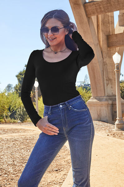Blue Zone Planet | Basic Bae Full Size Round Neck Long Sleeve Bodysuit BLUE ZONE PLANET