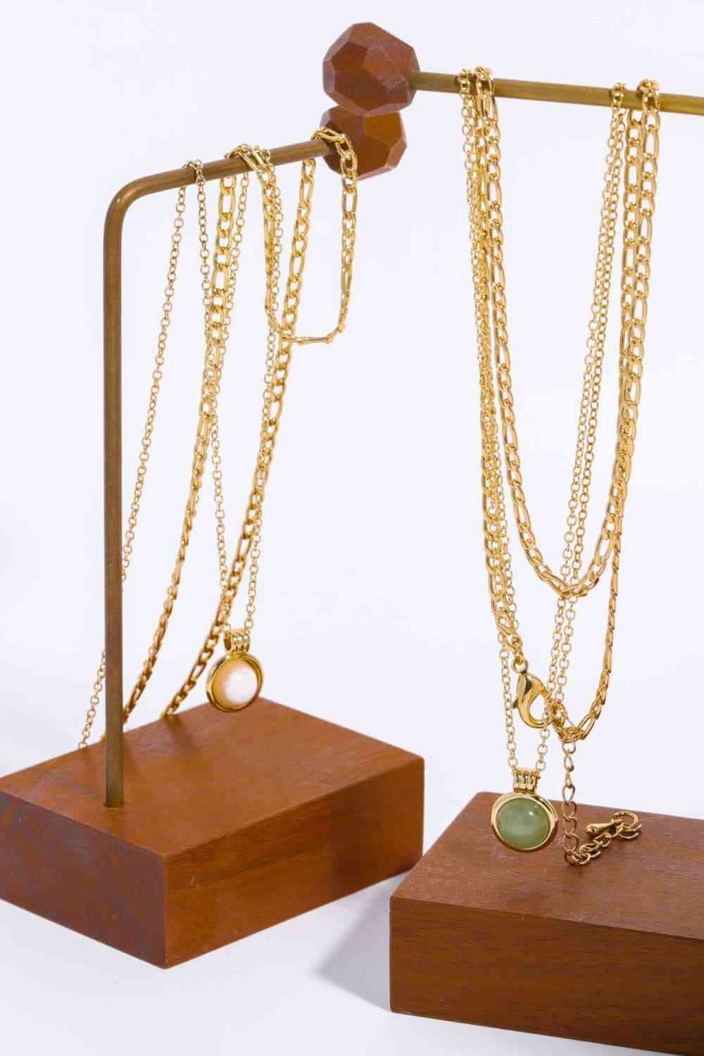 Blue Zone Planet | Copper 14K Gold-Plated Round Shape Aventurine Pendant Necklace BLUE ZONE PLANET