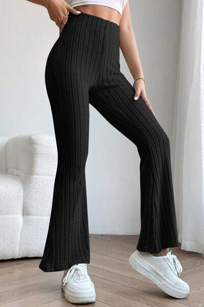 Blue Zone Planet | Basic Bae Full Size Ribbed High Waist Flare Pants BLUE ZONE PLANET