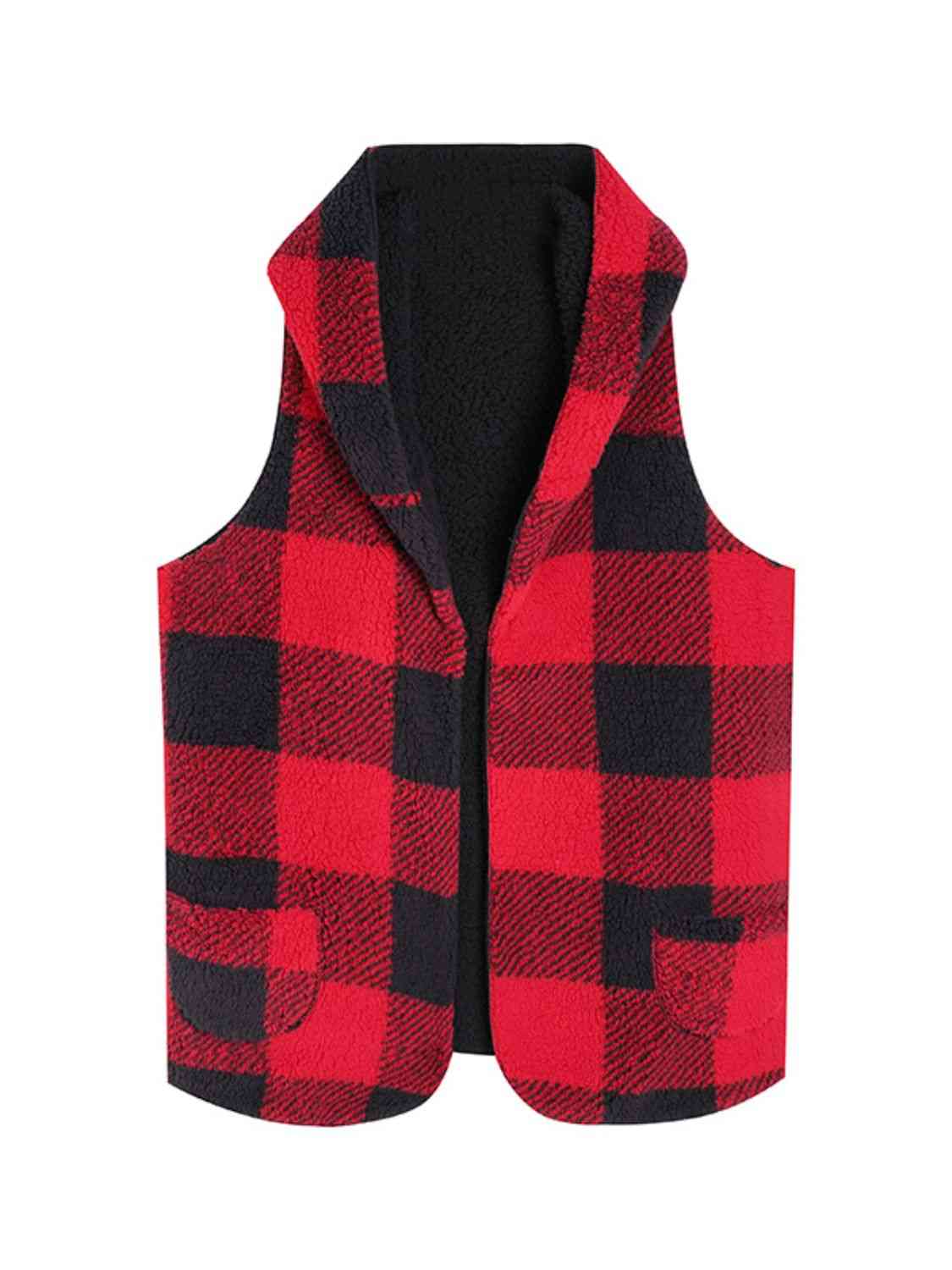 Plaid Hooded Vest BLUE ZONE PLANET