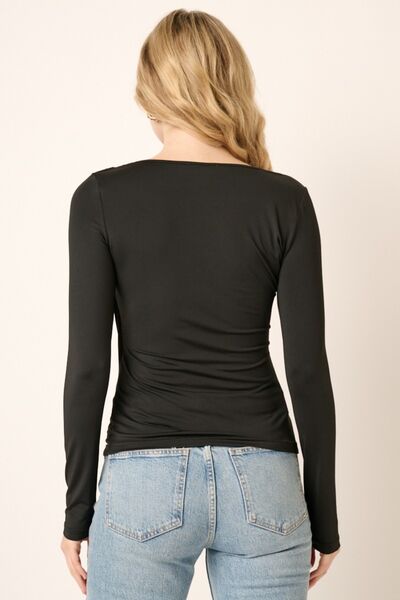 Mittoshop Ruched Long Sleeve Slim Top BLUE ZONE PLANET