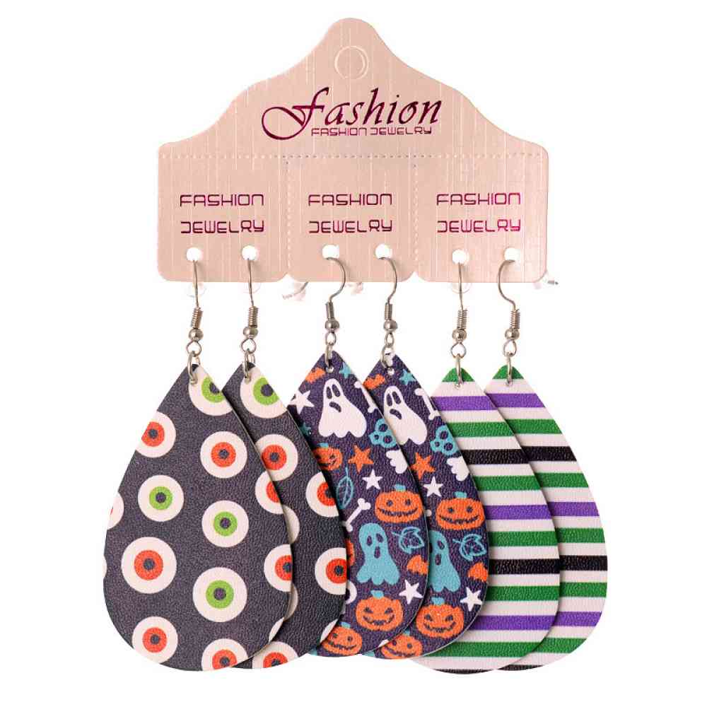 Halloween PU Teardrop Earrings Set BLUE ZONE PLANET
