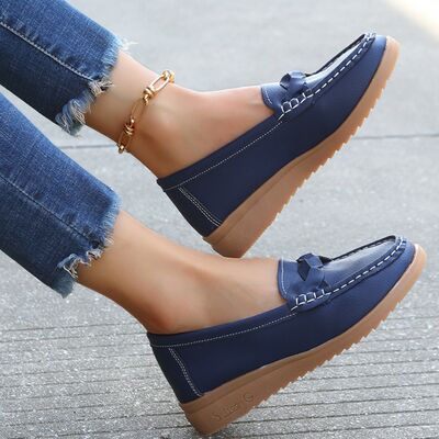 Blue Zone Planet |  Weave Wedge Heeled Loafers BLUE ZONE PLANET