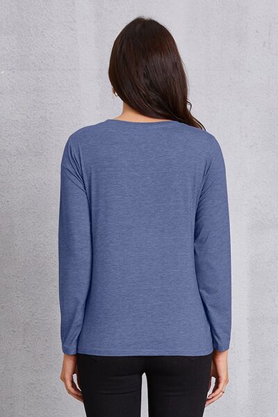 Blue Zone Planet |  Letter Graphic Round Neck Long Sleeve T-Shirt BLUE ZONE PLANET